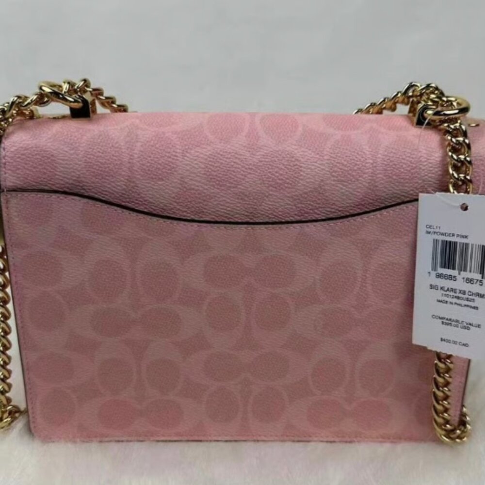 NWT Coach Klare Crossbody Bag In Signature Canvas CAL29 Canvas/Gold/Powder Pink - Picture 3 of 5